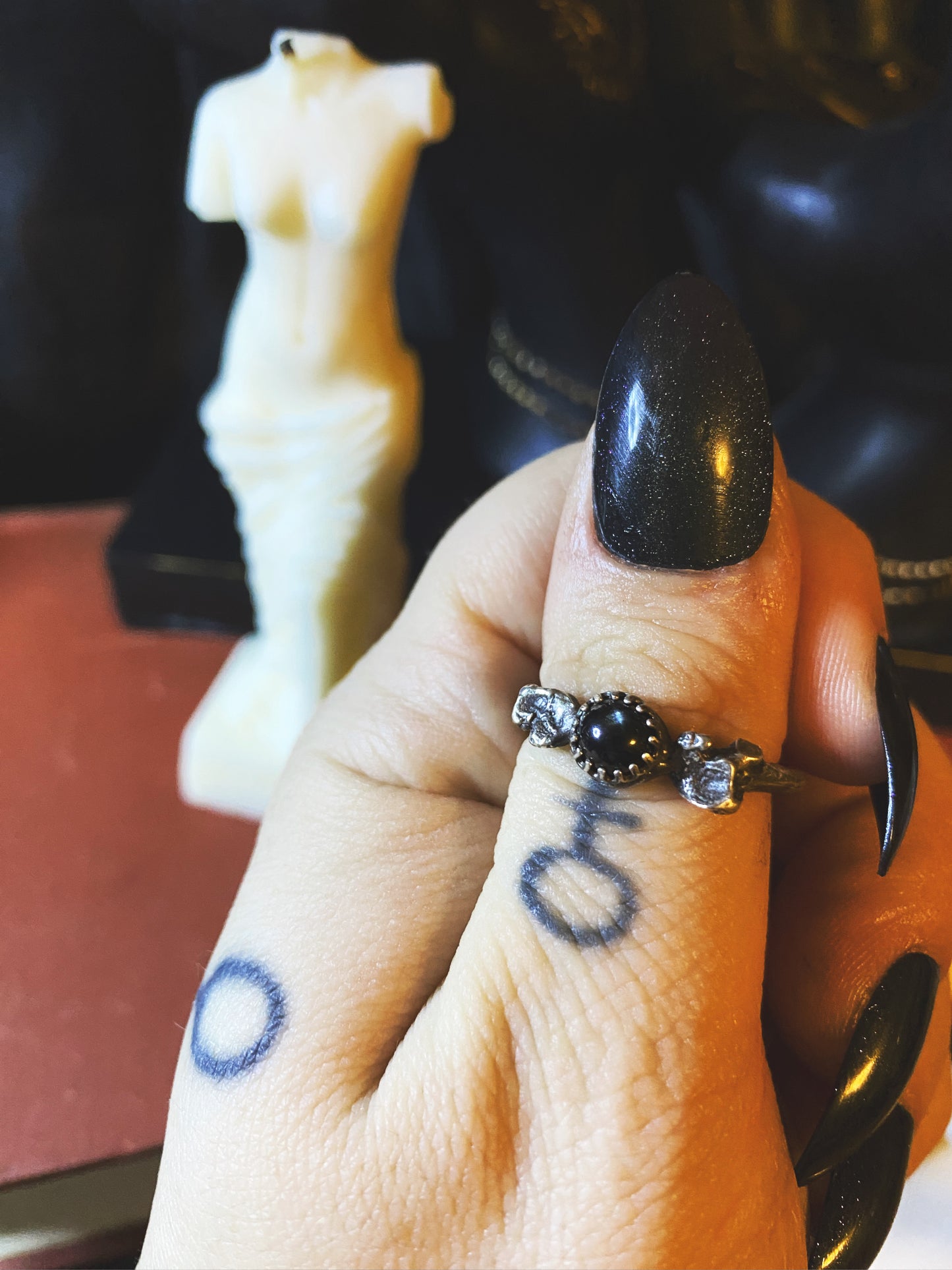 Eulogy: Silver and Black Star Diopside Ring